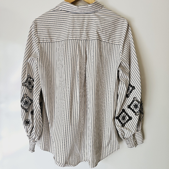 Chico's Poplin Embroidered Stripe Tunic size 12 XL - Picture 7 of 8